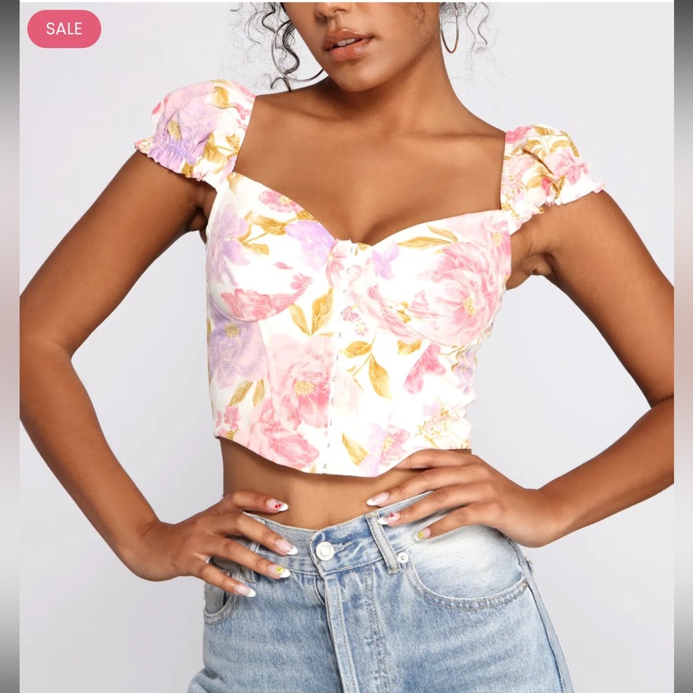 “Sweet Floral Vibes Corset Top”